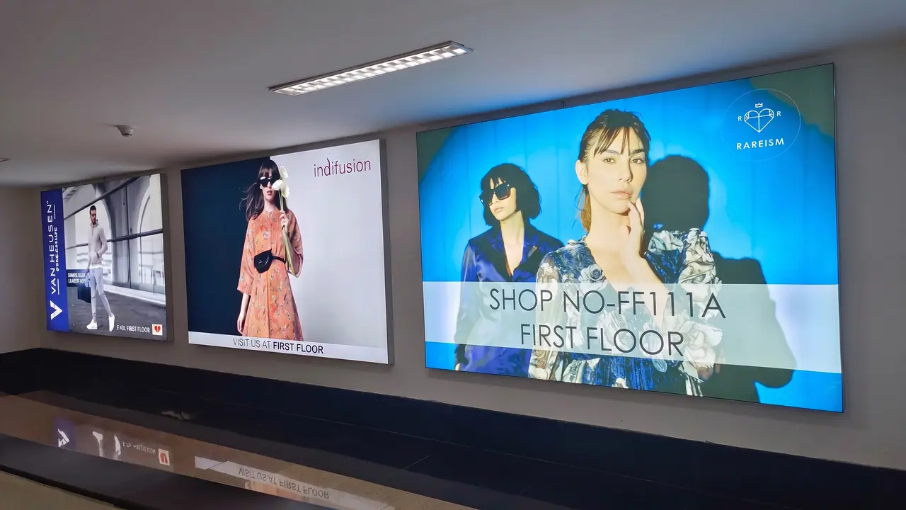 Premium indoor advertising lightboxes at Infinity Mall